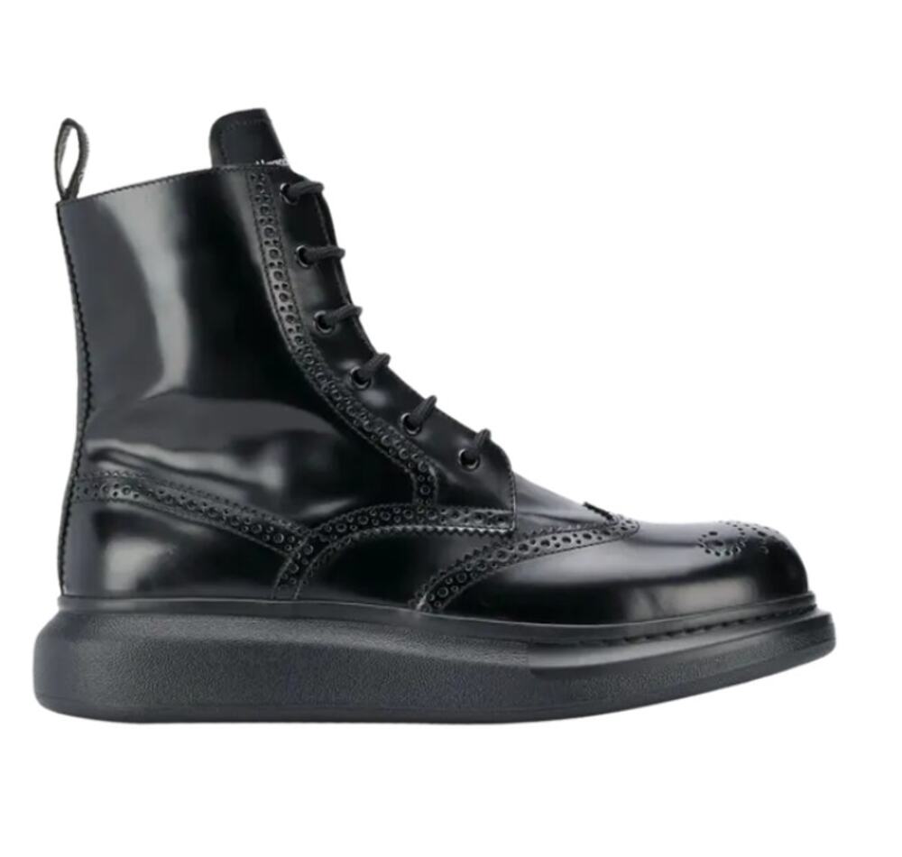 ALEXANDER MCQUEEN Hybrid Brogue Leather Combat Boots Black Sz 43/US 10 $780